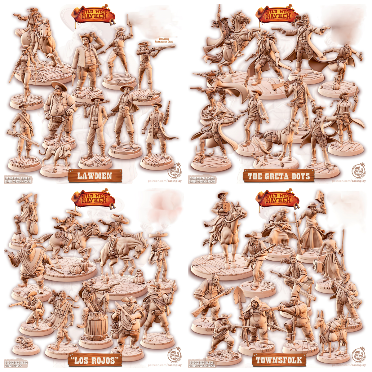 Complete cowboy miniature set – Wild West characters for DnD
