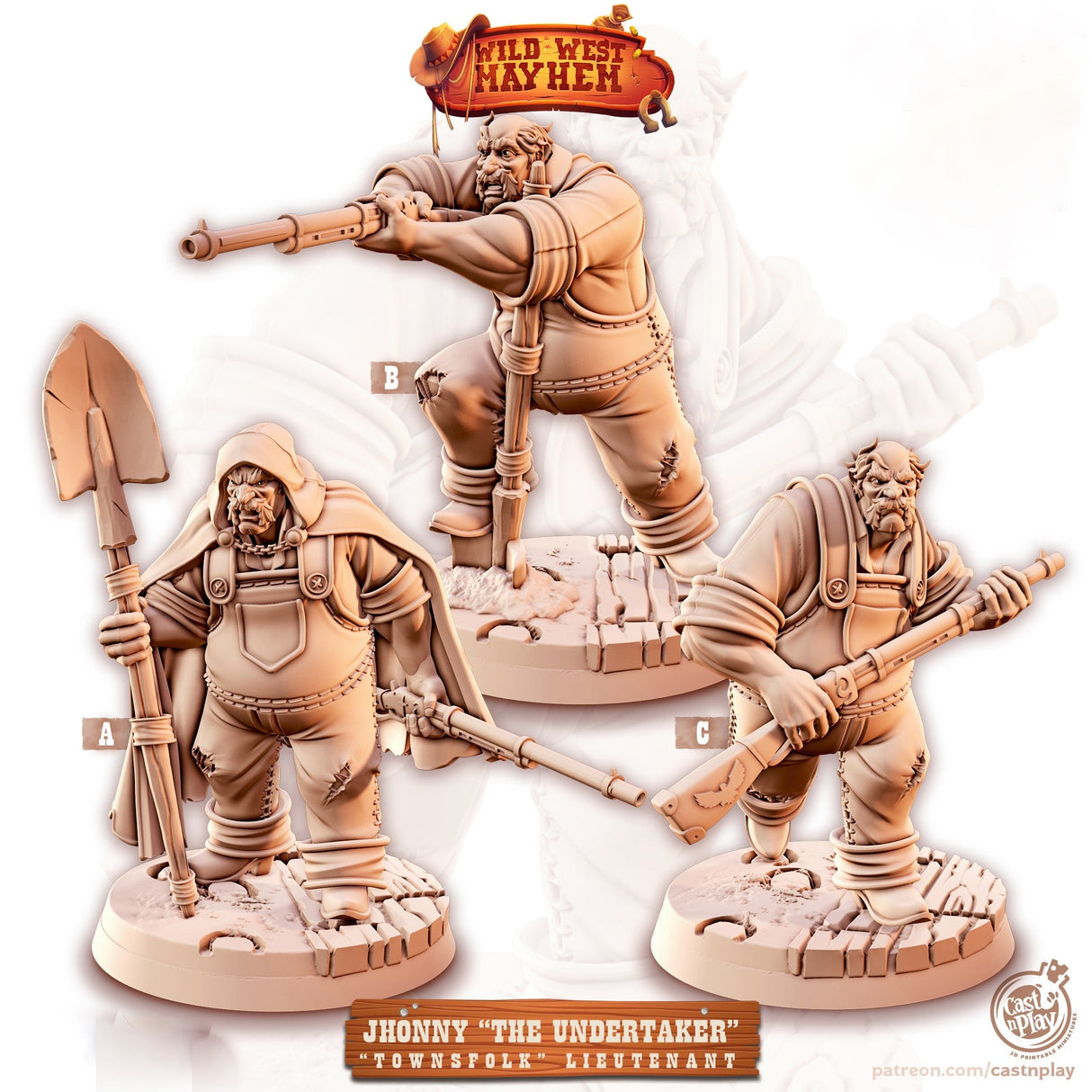 Wild West Mayhem Bundle Cowboy Miniature | Full Set All Models - Tabletop RPG & D&D miniature. Perfect for wargaming & collectors