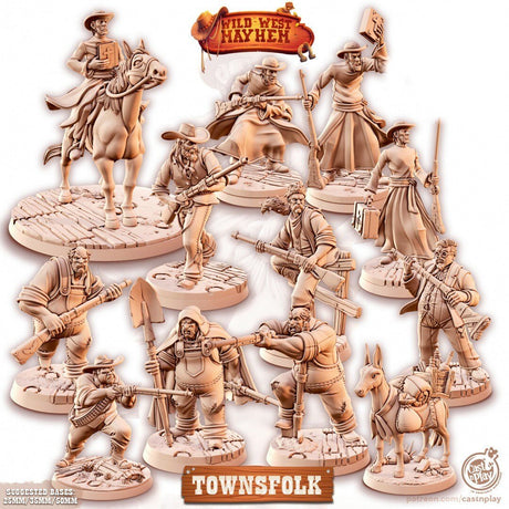 Wild West Mayhem Bundle Cowboy Miniature | Full Set All Models - Tabletop RPG & D&D miniature. Perfect for wargaming & collectors