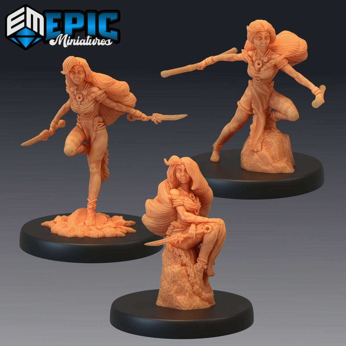 Wilding Princess Miniature | Set of 3 - Tabletop RPG & D&D miniature. Perfect for wargaming & collectors