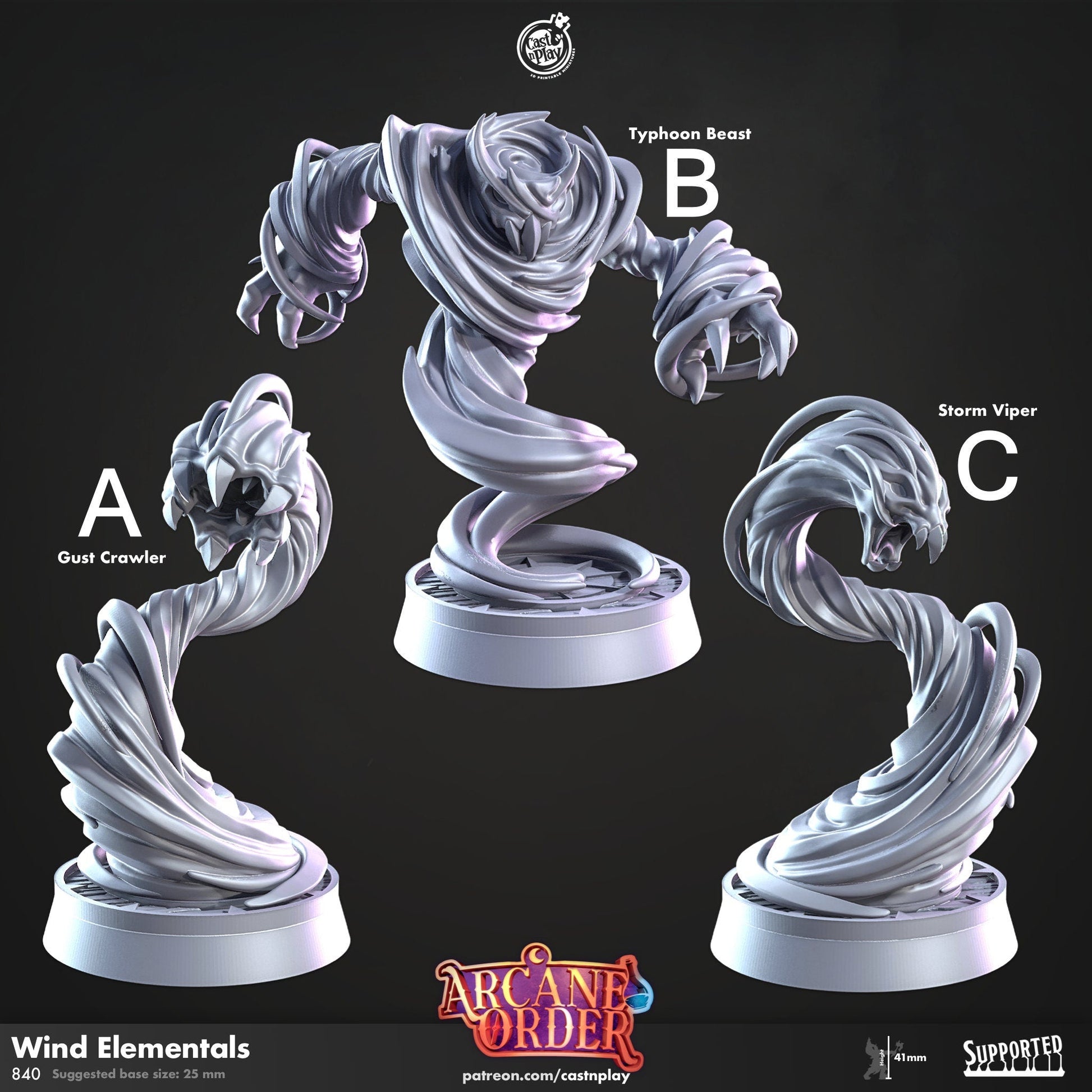 Wind Elementals Miniature - Wind Elemental A - 32mm