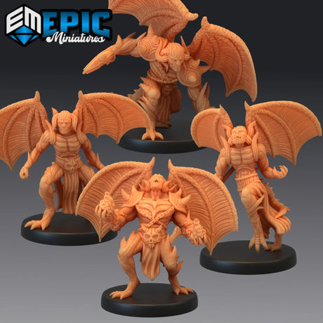 Winged Devil Miniature | Set of 4 - Tabletop RPG & D&D miniature. Perfect for wargaming & collectors