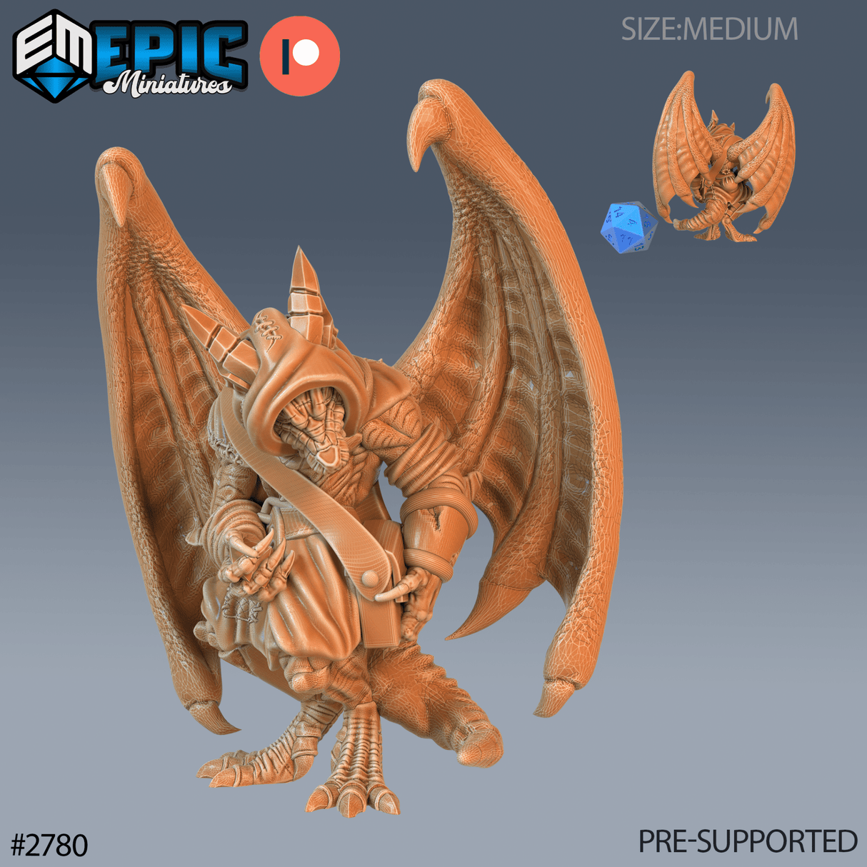 Winged Kobold Miniature | A - Tabletop RPG & D&D miniature. Perfect for wargaming & collectors