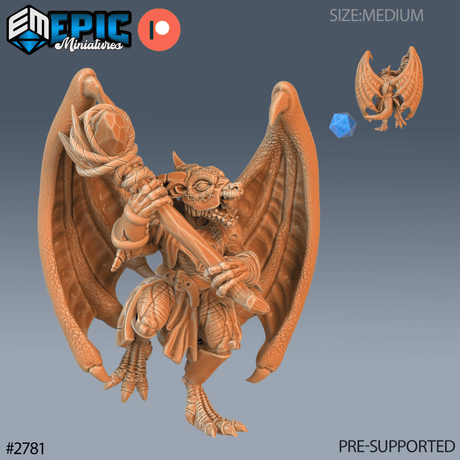 Winged Kobold Miniature | B - Tabletop RPG & D&D miniature. Perfect for wargaming & collectors