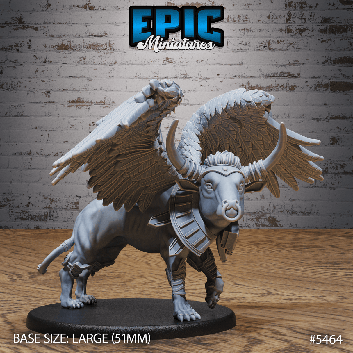 Winged Red Bull Beast Miniature | A - Tabletop RPG & D&D miniature. Perfect for wargaming & collectors