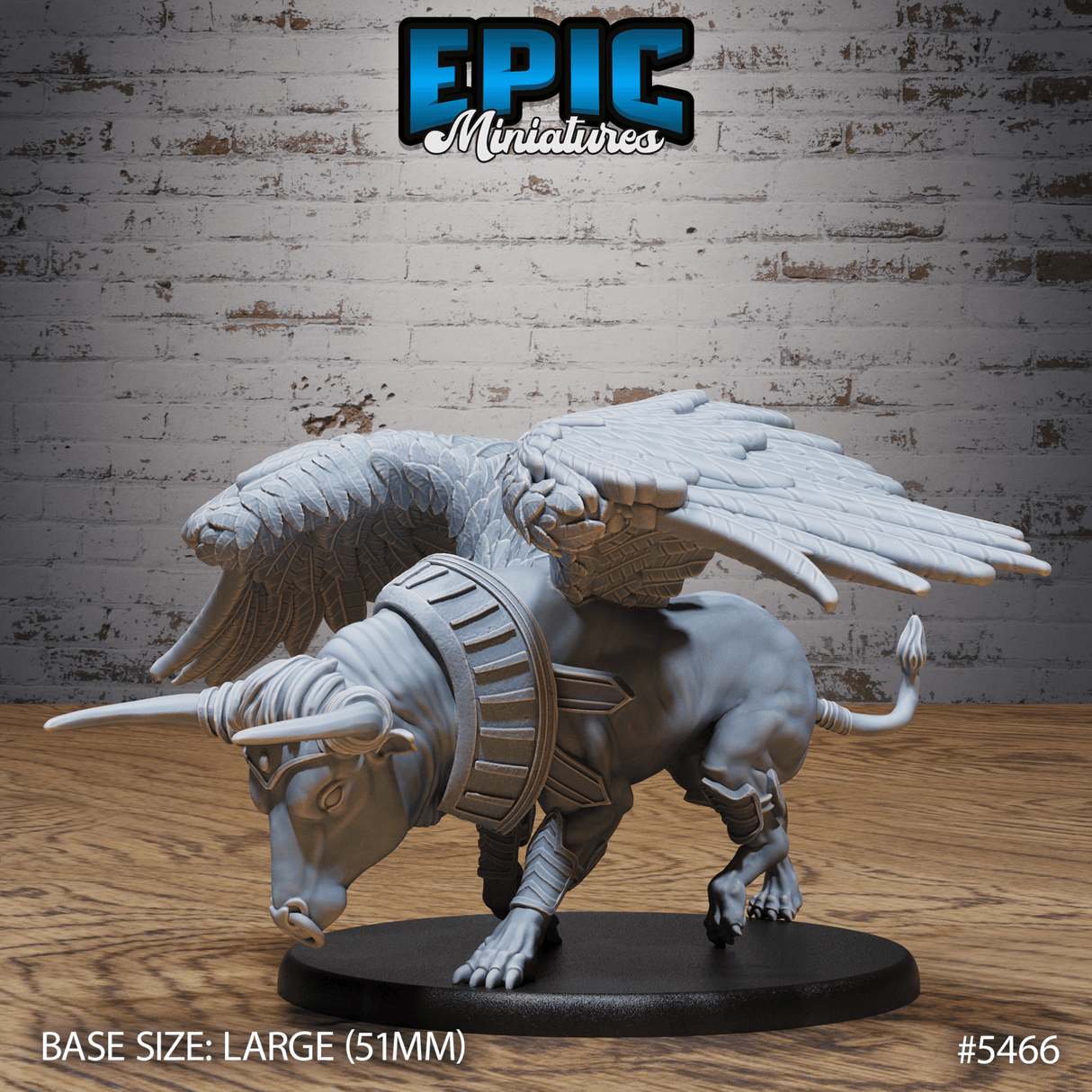 Winged Red Bull Beast Miniature | C - Tabletop RPG & D&D miniature. Perfect for wargaming & collectors