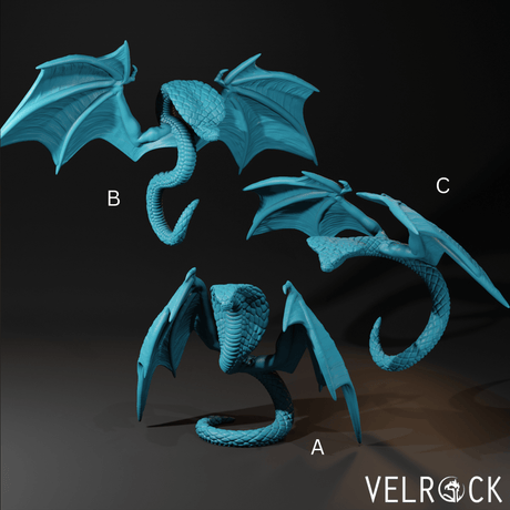 Winged Snake Miniature | Set of 3 - Tabletop RPG & D&D miniature. Perfect for wargaming & collectors