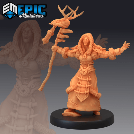 Winter Shaman Miniature | B - Tabletop RPG & D&D miniature. Perfect for wargaming & collectors