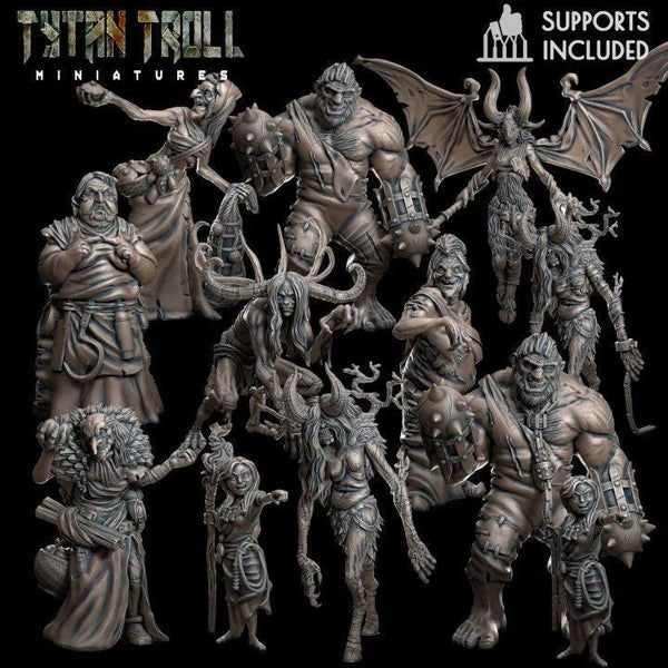 Witch Bundle Miniature | Set of 10 - Tabletop RPG & D&D miniature. Perfect for wargaming & collectors