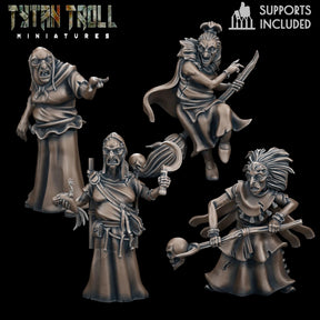Witch Pack Miniature | Set of 4 - Tabletop RPG & D&D miniature. Perfect for wargaming & collectors