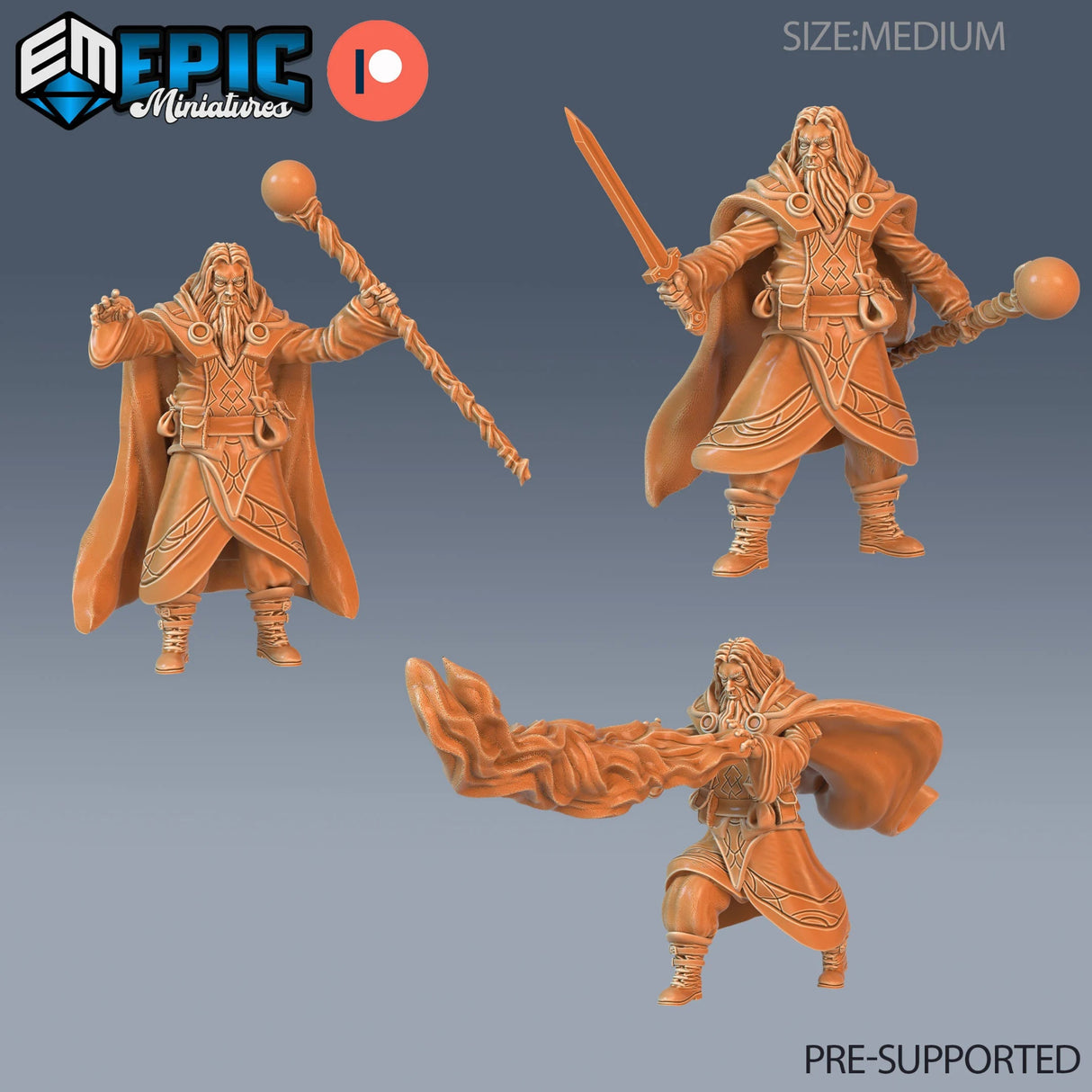 Wizard Adventurer Miniature | Set of 3 - Tabletop RPG & D&D miniature. Perfect for wargaming & collectors