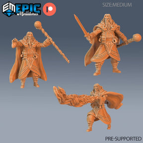 Wizard Adventurer Miniature | Set of 3 - Tabletop RPG & D&D miniature. Perfect for wargaming & collectors