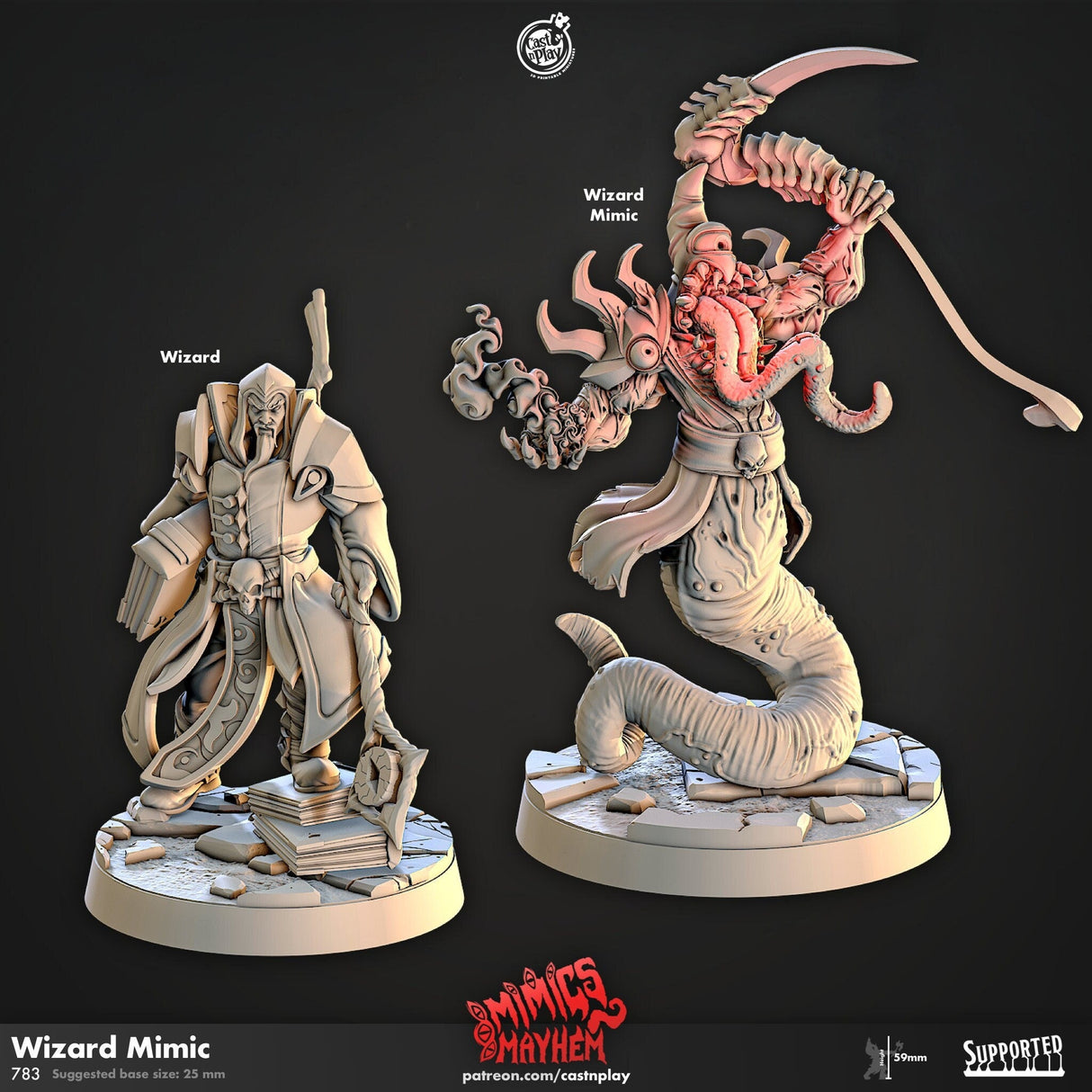 Wizard Mimic Miniature | Wizard - Tabletop RPG & D&D miniature. Perfect for wargaming & collectors