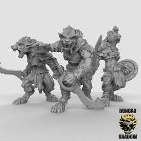 Wolfen Warrior Set 2 Miniature | Set of 3 - Tabletop RPG & D&D miniature. Perfect for wargaming & collectors