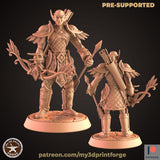 Wood elf Hunter Miniature | Right - Tabletop RPG & D&D miniature. Perfect for wargaming & collectors