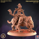 Wood Elf Miniature | Female mounted sabertooth - Tabletop RPG & D&D miniature. Perfect for wargaming & collectors