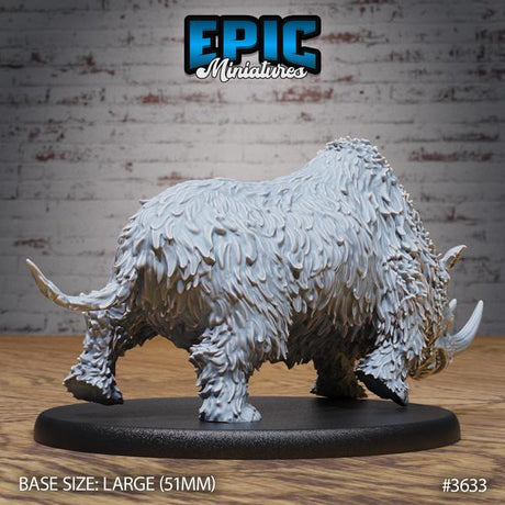 Wooly Rhino Miniature | Wooly Rhino - Tabletop RPG & D&D miniature. Perfect for wargaming & collectors
