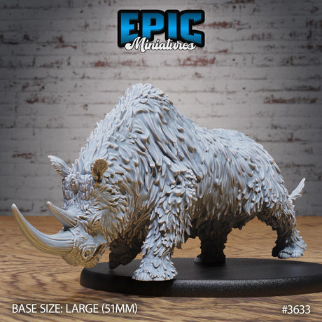 Wooly Rhino Miniature | Wooly Rhino - Tabletop RPG & D&D miniature. Perfect for wargaming & collectors