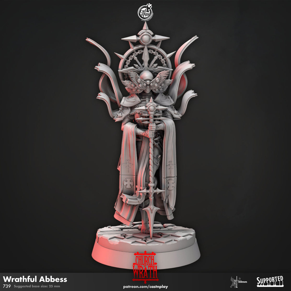 Wrathful Abbess, Zealot cult Miniature | A - Tabletop RPG & D&D miniature. Perfect for wargaming & collectors