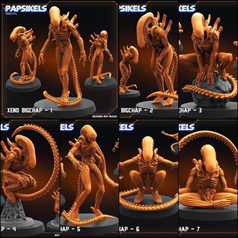 Xeno Bigchap Miniature | Full Set All Models - Tabletop RPG & D&D miniature. Perfect for wargaming & collectors
