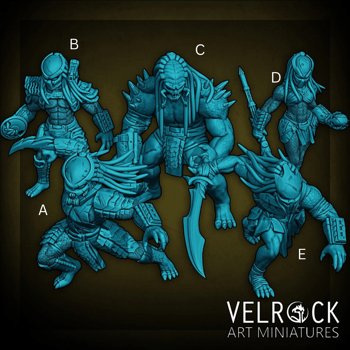 Xeno hunter warrior Miniature | Set of 5 - Tabletop RPG & D&D miniature. Perfect for wargaming & collectors