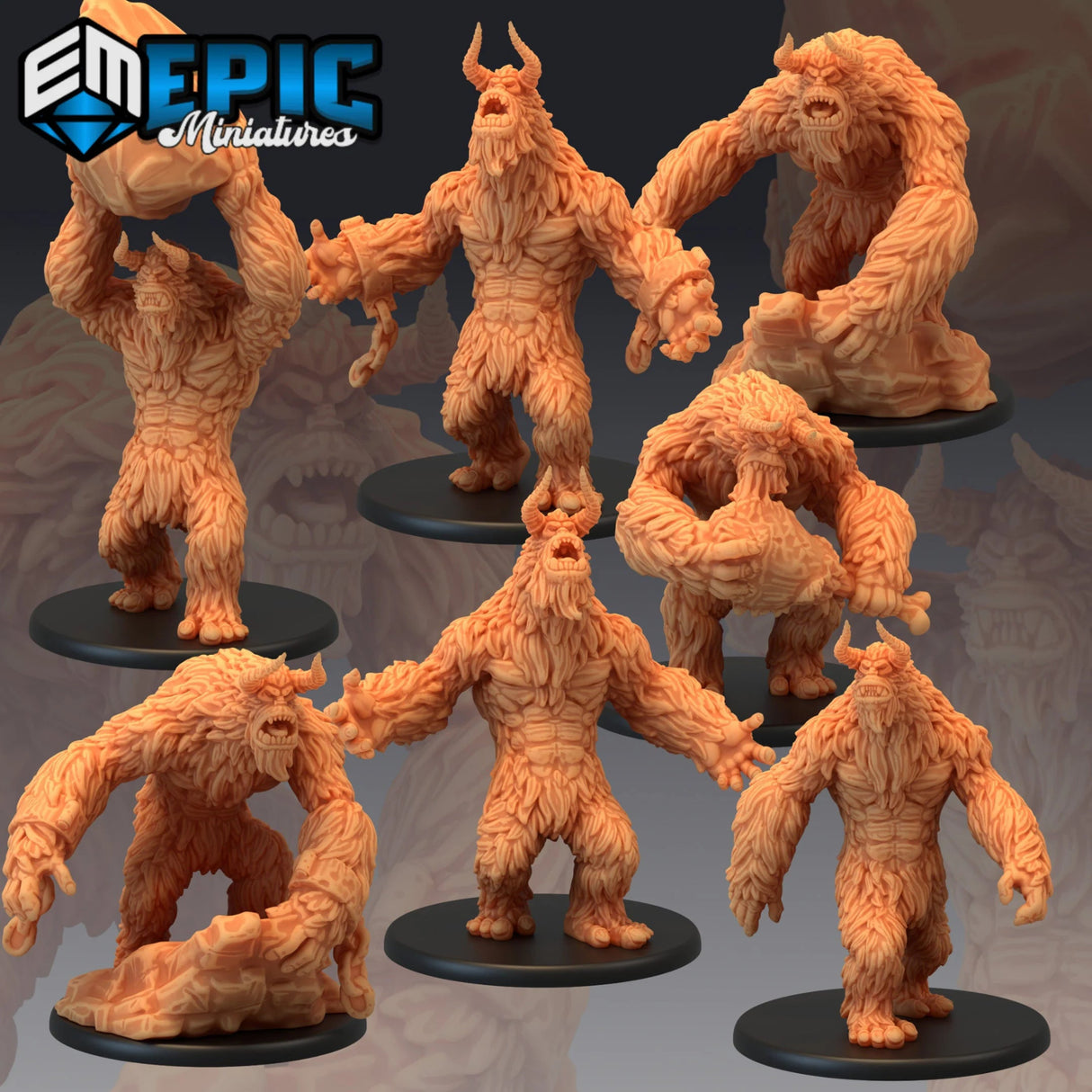Yeti Miniature | set of 6 - Tabletop RPG & D&D miniature. Perfect for wargaming & collectors