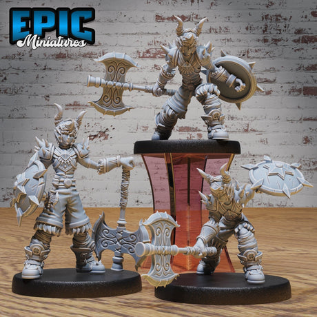 Young Barbarian Miniature | Set of 3 - Tabletop RPG & D&D miniature. Perfect for wargaming & collectors