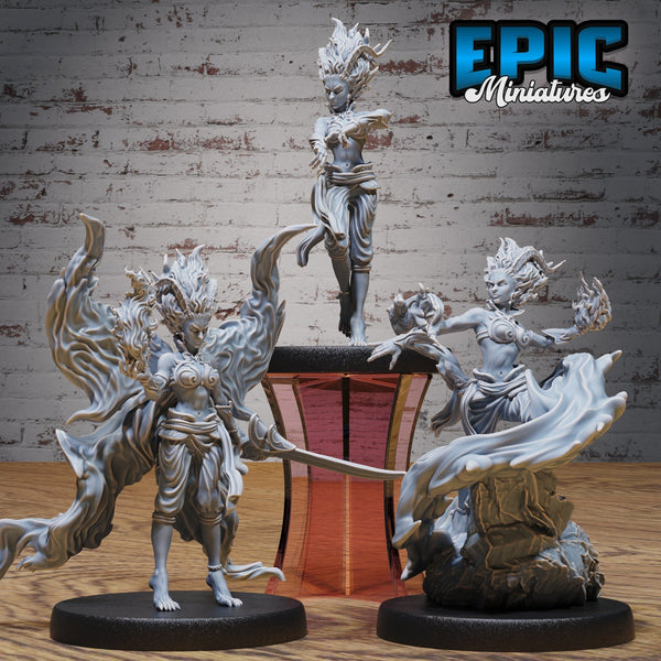Young Efreeti Female Miniature | Set of 3 - Tabletop RPG & D&D miniature. Perfect for wargaming & collectors