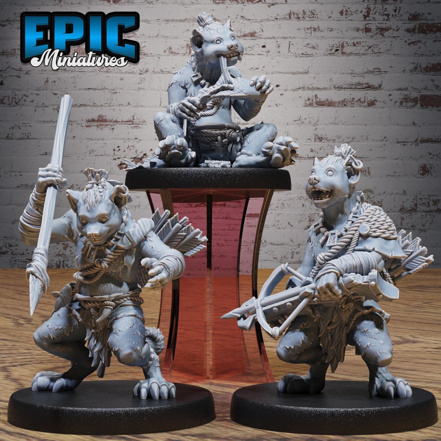 Young Gnoll Miniature - Set of 3 - 32mm