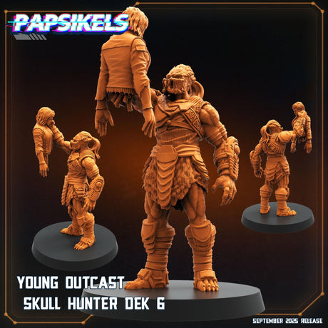 Young Skull Hunter and Companion | Young Outcast 6 - Tabletop RPG & D&D miniature. Perfect for wargaming & collectors
