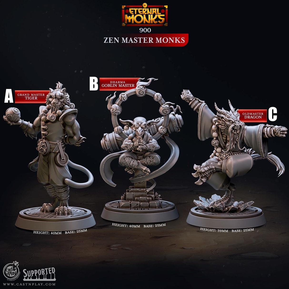 Zen Master Monks Miniature | Monk A - Tabletop RPG & D&D miniature. Perfect for wargaming & collectors