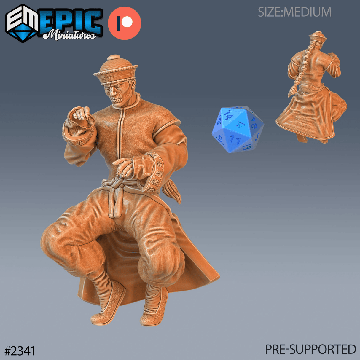 Zombie Kungfu Miniature | A - Tabletop RPG & D&D miniature. Perfect for wargaming & collectors