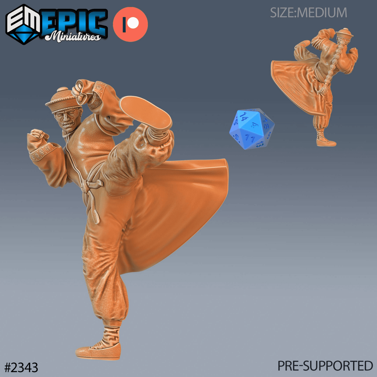 Zombie Kungfu Miniature | C - Tabletop RPG & D&D miniature. Perfect for wargaming & collectors