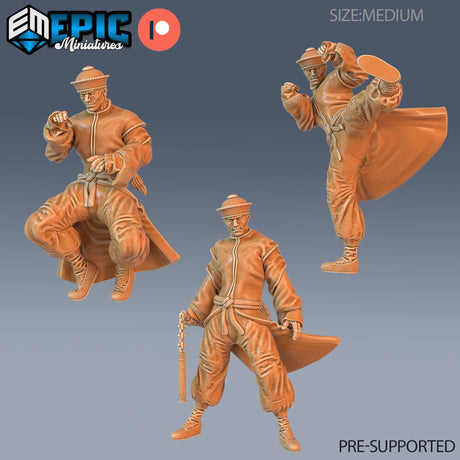 Zombie Kungfu Miniature | Set of 3 - Tabletop RPG & D&D miniature. Perfect for wargaming & collectors