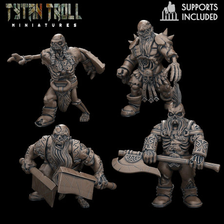 Zombie Undead Miniature | Set of 4 - Tabletop RPG & D&D miniature. Perfect for wargaming & collectors