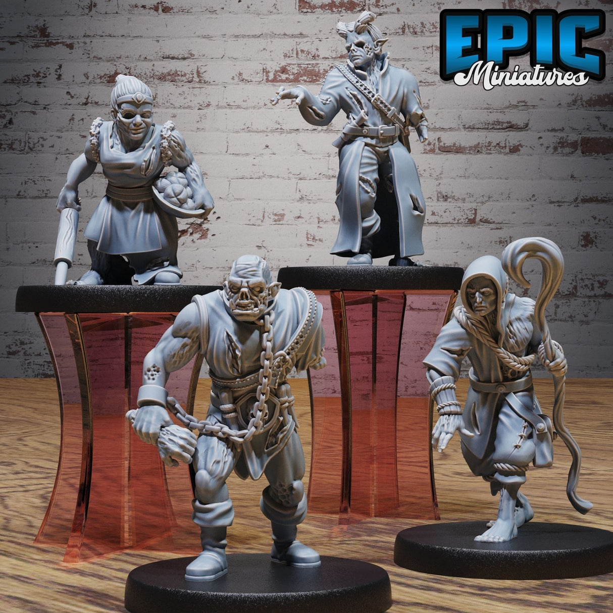 Zombie Villager Miniature | Set of 4 - Tabletop RPG & D&D miniature. Perfect for wargaming & collectors