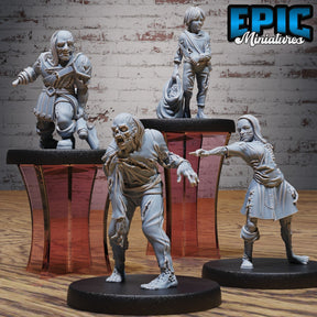 Zombie Villager Miniature | Set of 4 - Tabletop RPG & D&D miniature. Perfect for wargaming & collectors