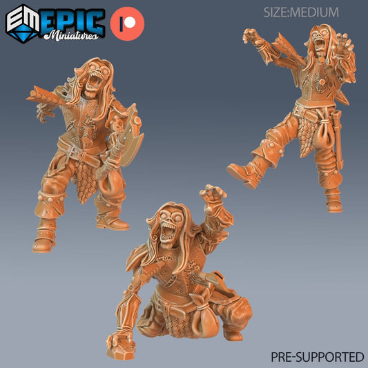 Zombie Warrior Miniature - Set of 3 - 28mm