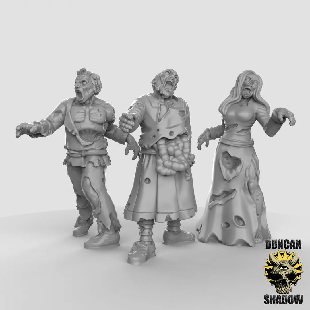 Zombies Mob Zombie 2 Miniature | Set of 3 - Tabletop RPG & D&D miniature. Perfect for wargaming & collectors