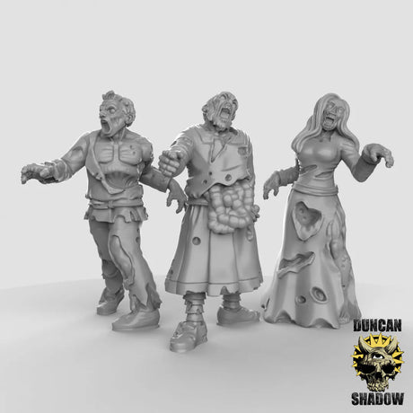 Zombies Mob Zombie 2 Miniature | Set of 3 - Tabletop RPG & D&D miniature. Perfect for wargaming & collectors