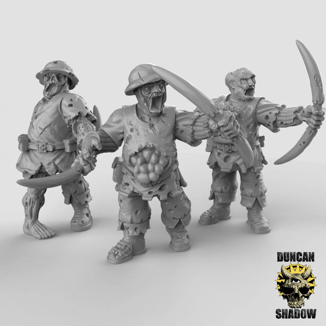 Zombies Mob Miniature - Set of 3 - 28mm