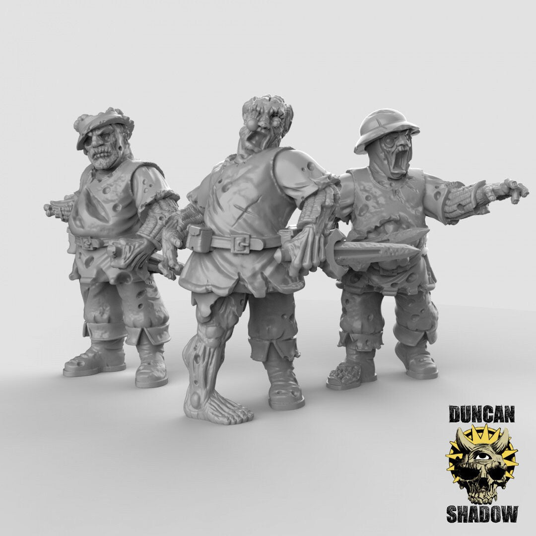 Zombies Mob Miniature - Set of 3 - 28mm