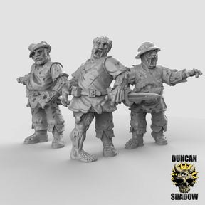 Zombies Mob Zombie Miniature | Set of 3 - Tabletop RPG & D&D miniature. Perfect for wargaming & collectors
