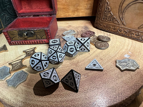 Black And White Solid Sharp Dice, Great For Fantasy Rpgs | - Tabletop RPG & D&D miniature. Perfect for wargaming & collectors