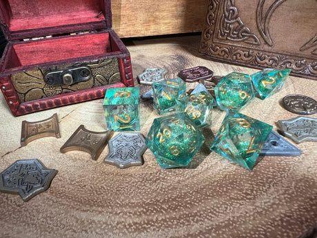 Green Glitter Gel Dice, Designed For Roleplaying Games | - Tabletop RPG & D&D miniature. Perfect for wargaming & collectors