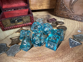 Light Blue Gel Glitter Sharp Dice, Designed For | - Tabletop RPG & D&D miniature. Perfect for wargaming & collectors