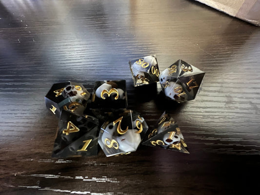 Solid Black And Skulls Sharp Dice, Bring Your Adventures - 