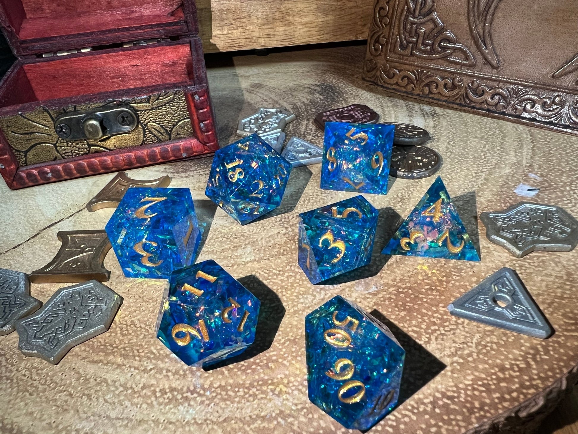 Solid Dark Blue Sharp Dice, Premium Quality 3D Printed - 