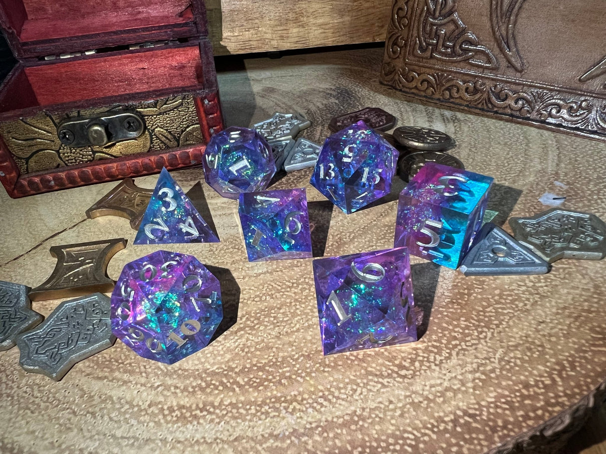 Solid Light Purple And Blue Sharp Dice, Ideal For | - Tabletop RPG & D&D miniature. Perfect for wargaming & collectors