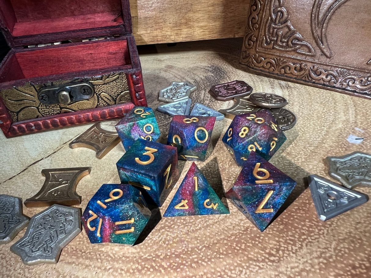 Solid Multi Colour Sharp Dice, Enhance Your Tabletop | - Tabletop RPG & D&D miniature. Perfect for wargaming & collectors
